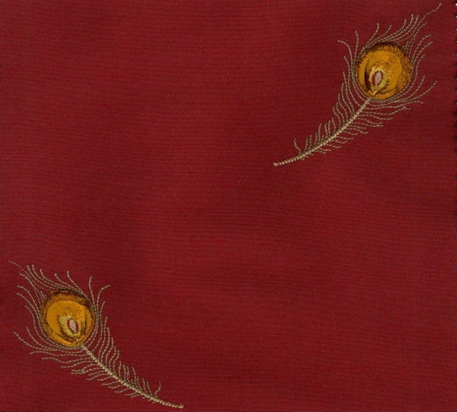 Embroidered Douppioni Yarn Dyed Shantung Silk Fabric 54 inch I-260