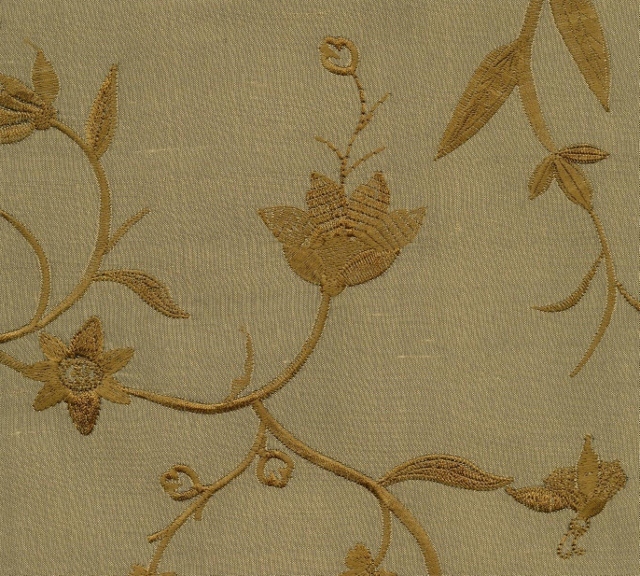 Embroidered Douppioni Yarn Dyed Shantung Silk Fabric I-218-1057