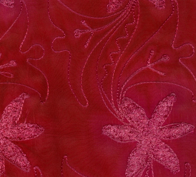 Embroidered Silk Crepe Fabric I-226