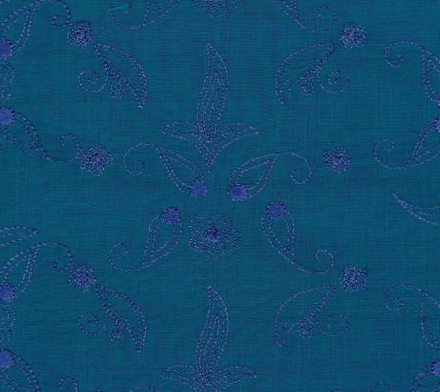 Embroidered Douppioni Yarn Dyed Shantung Silk Fabric I-135-1084