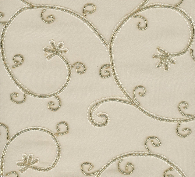 Embroidered Beaded Chiffon Silk Fabric I-196-08