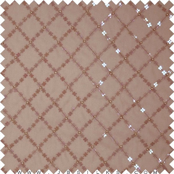 Beaded Sequined Silk Chiffon Georgette Fabric JB103 color Mauve by JB Silks