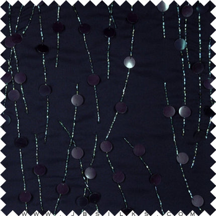 Beaded Sequined Silk Chiffon Georgette Fabric JB95 color 395 Navy by JB Silks