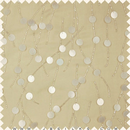 Beaded Sequined Silk Chiffon Georgette Fabric JB95 color 440 Rich Gold by JB Silks
