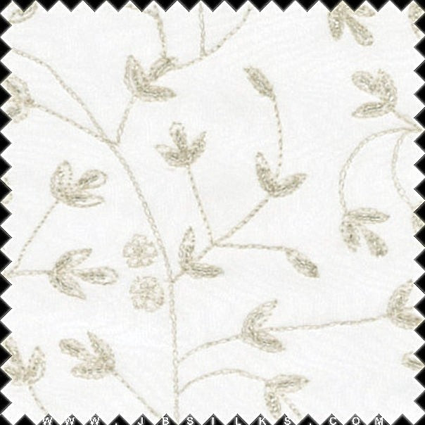 Embroidered Beaded Silk Chiffon Georgette Fabric JB254 White with Silver & Gold Metallic Threads by JB Silks