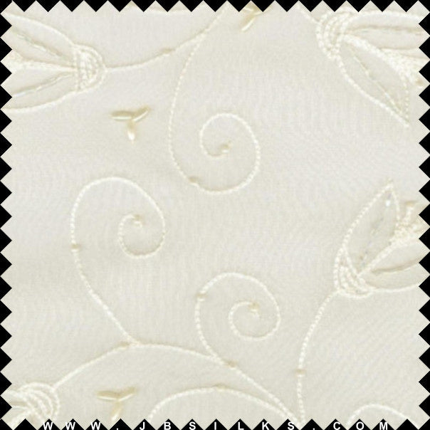 Embroidered Beaded Silk Chiffon Georgette Fabric JB143 color 101 Light Ivory by JB Silks