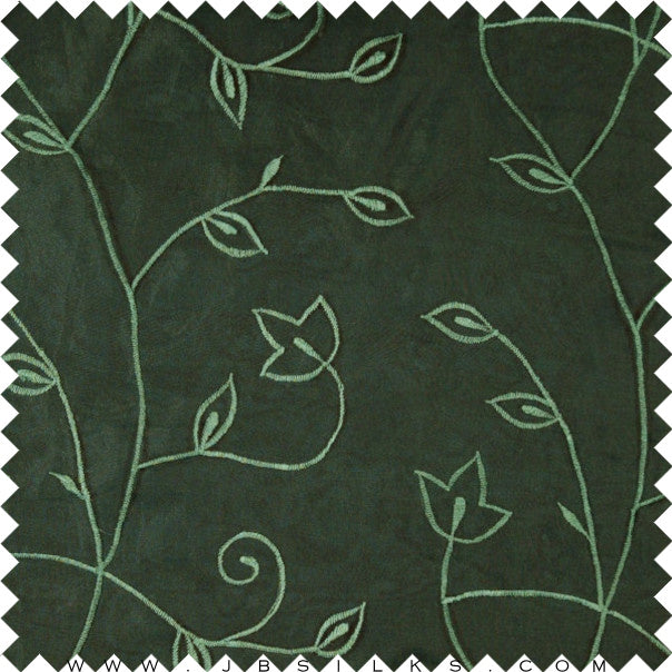 Embroidered Silk Gazar Fabric JB127 color 656 Forest Green by JB Silks