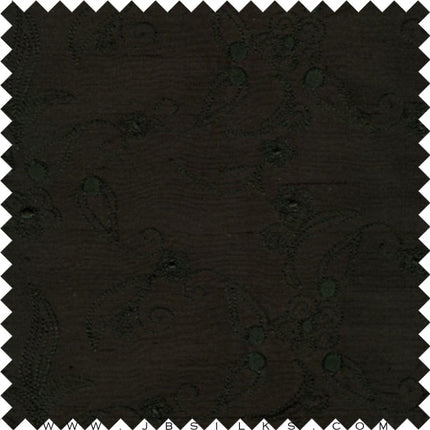 Embroidered Silk Yarn Dyed Shantung Doupioni Fabric JB135 color 199 Black by JB Silks