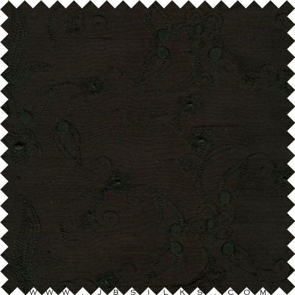 Embroidered Silk Yarn Dyed Shantung Doupioni Fabric JB135 color 199 Black by JB Silks