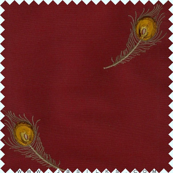 Novelty Embroidered Silk Yarn Dyed Shantung Doupioni Fabric JB260 Sceptre Red by JB Silks