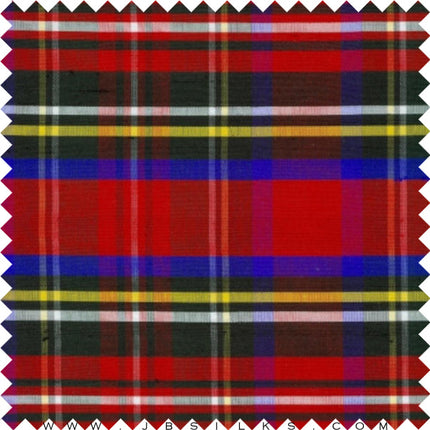 Novelty Plaid Silk Yarn Dyed Shantung Doupioni JB190 Red by JB Silks