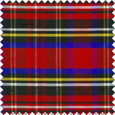 Novelty Plaid Silk Yarn Dyed Shantung Doupioni JB190 Red by JB Silks