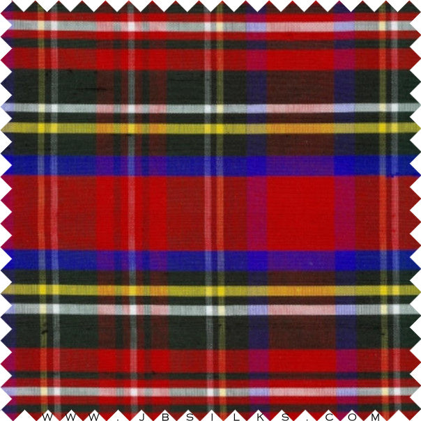 Novelty Plaid Silk Yarn Dyed Shantung Doupioni JB190 Red by JB Silks