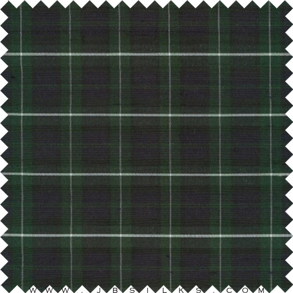 Novelty Plaid Silk Yarn Dyed Shantung Doupioni JB83 Navy and Hunter Green by JB Silks