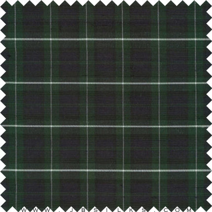 Novelty Plaid Silk Yarn Dyed Shantung Doupioni JB83 Navy and Hunter Green by JB Silks