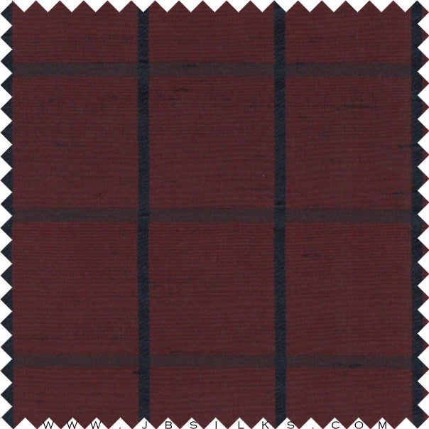 Novelty Ribbon Check Silk Yarn Dyed Shantung Doupioni JB183 Burgundy by JB Silks