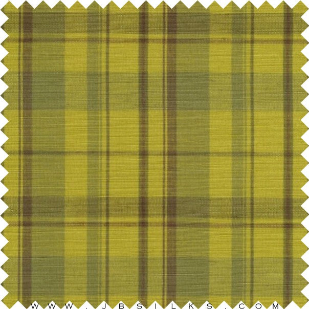 Novelty Silk Plaid Broadcloth Shantung 5132 Chartreuse Green