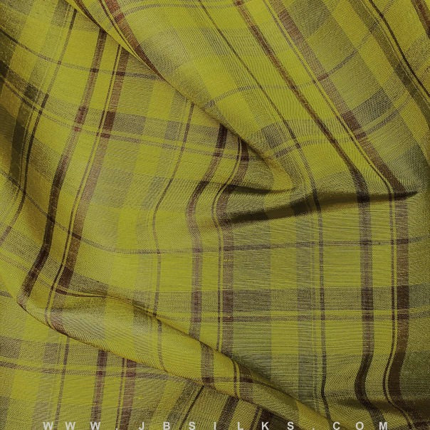 Novelty Silk Plaid Broadcloth Shantung 5132 Chartreuse Green by JB Silks