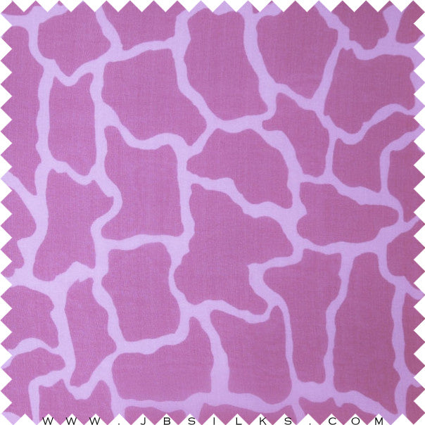 Pink giraffe-printed mulberry silk chiffon fabric with a sheer, flowing hand by JB Silks.