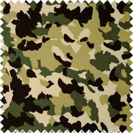 Printed Silk Gabardine Twill Fabric 5038 Olive Forest Green by JB Silks