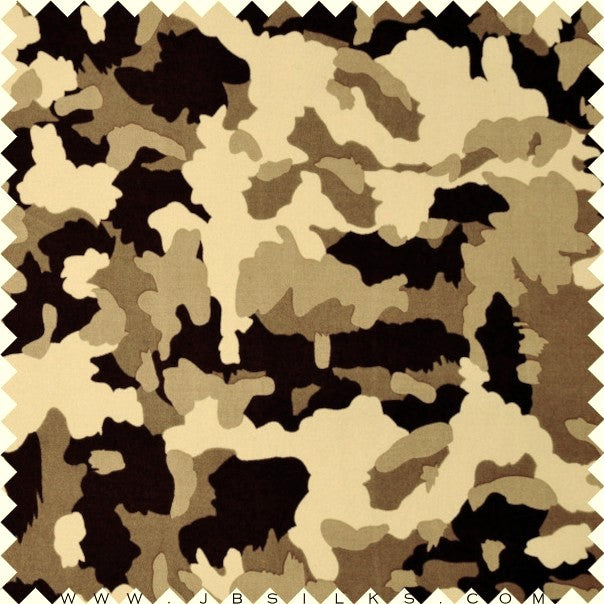 Printed Silk Gabardine Twill Fabric 5041 Taupe and Cream by JB Silks
