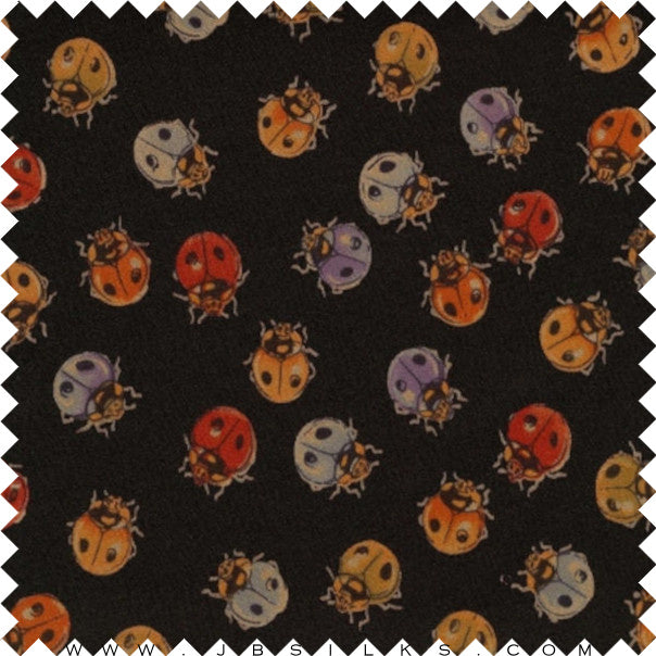 Printed Stretch Silk Charmeuse Satin Fabric 5173 Black by JB Silks