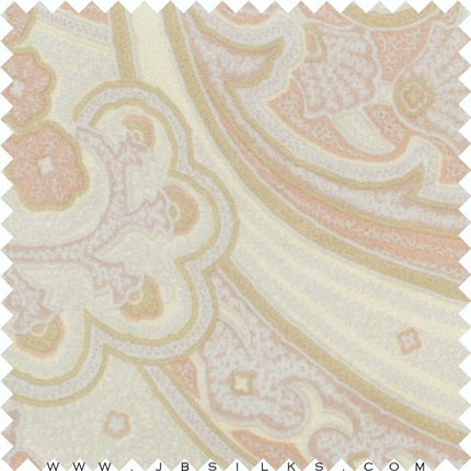 Printed Stretch Silk Charmeuse Satin Fabric 5175 Cloud Cream & Peach Bud by JB Silks