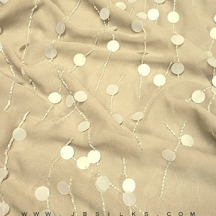 Beaded Sequined Silk Chiffon Georgette Fabric JB95 color 440 Rich Gold by JB Silks