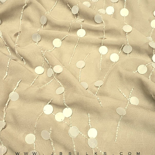 Beaded Sequined Silk Chiffon Georgette Fabric JB95 color 440 Rich Gold by JB Silks