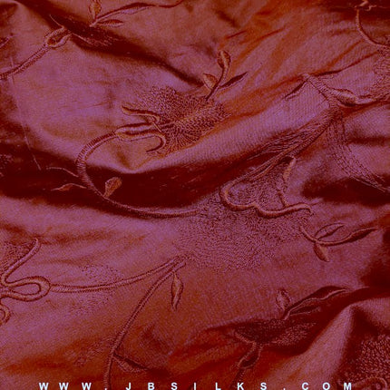 Embroidered Silk Yarn Dyed Shantung Doupioni Fabric JB64 color 420 Red by JB Silks