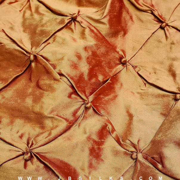 Novelty Button Tucks Silk Yarn Dyed Shantung Doupioni Fabric JB264 color 4031 Fire by JB Silks