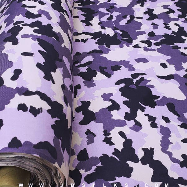 Printed Silk Gabardine Twill Fabric 5035 Purple by JB Silks