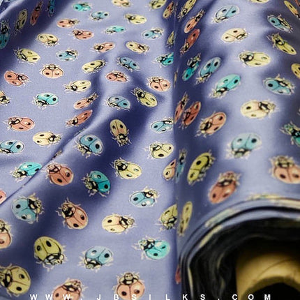 Printed Stretch Silk Charmeuse Satin Fabric 5171 Cornflower Blue by JB Silks