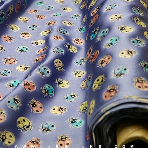 Printed Stretch Silk Charmeuse Satin Fabric 5171 Cornflower Blue by JB Silks