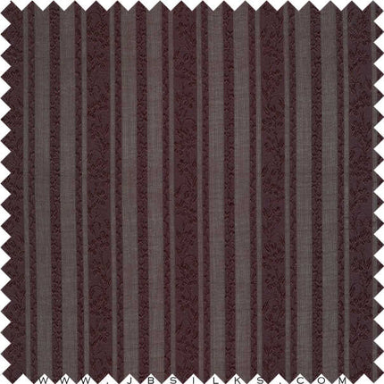 Silk Jacquard Striped Ribbon Fabric 21 momme color 526 Dark Maroon by JB Silks