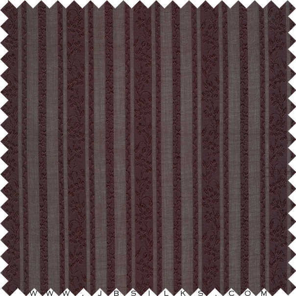 Silk Jacquard Striped Ribbon Fabric 21 momme color 526 Dark Maroon by JB Silks