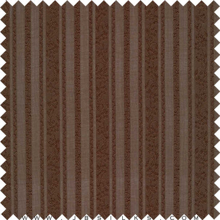 Silk Jacquard Striped Ribbon Fabric 21 momme color 690 Chocolate Brown by JB Silks