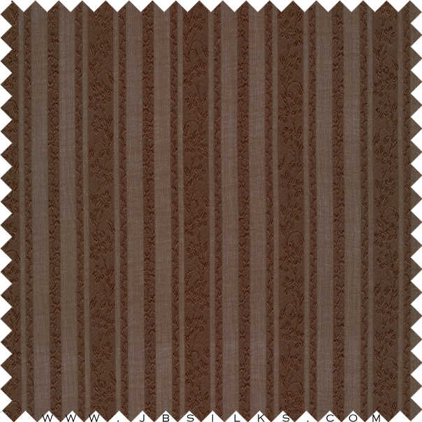 Silk Jacquard Striped Ribbon Fabric 21 momme color 690 Chocolate Brown by JB Silks