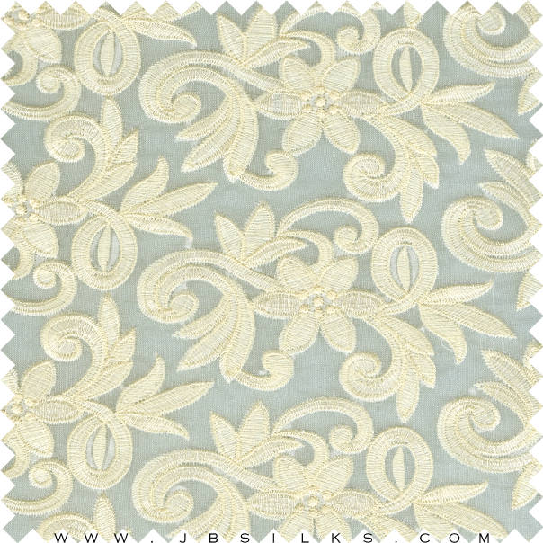 Embroidered Silk Gazar Fabric JB106 color 307 Chardonnay by JB Silks