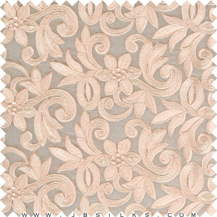 Embroidered Silk Gazar Fabric JB106 color 364 Chai Latte Peach by JB Silks