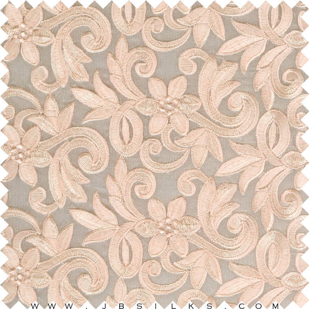Embroidered Silk Gazar Fabric JB106 color 364 Chai Latte Peach by JB Silks