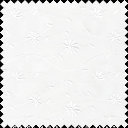 Embroidered Silk Yarn Dyed Shantung Doupioni Fabric JB107 color 100 White by JB Silks