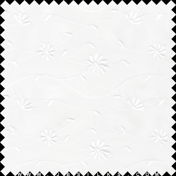 Embroidered Silk Yarn Dyed Shantung Doupioni Fabric JB107 color 100 White by JB Silks