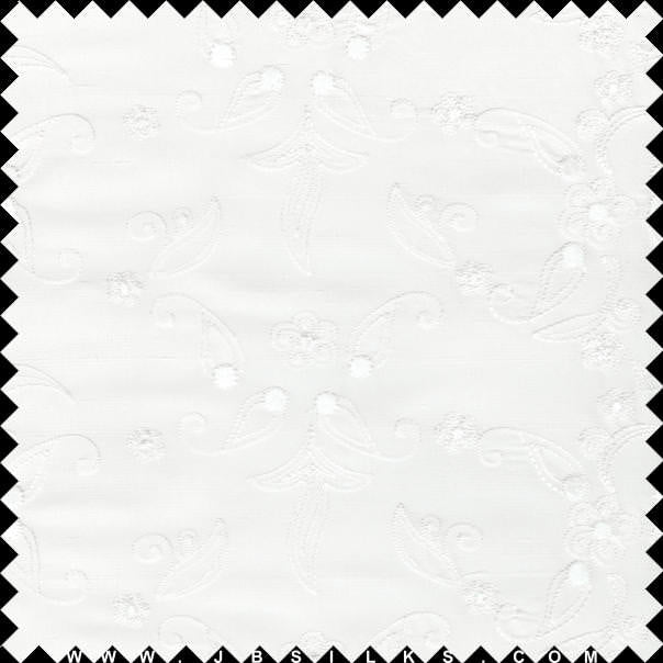 Embroidered Silk Yarn Dyed Shantung Doupioni Fabric JB135 color 100 White by JB Silks