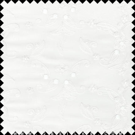 Embroidered Silk Yarn Dyed Shantung Doupioni Fabric JB135 color 100 White by JB Silks