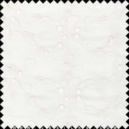 Embroidered Silk Yarn Dyed Shantung Doupioni Fabric JB135 color 101 Light Ivory by JB Silks