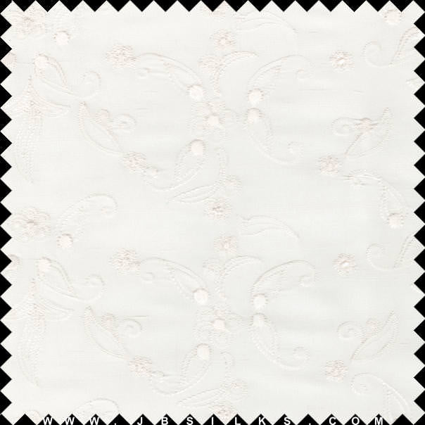 Embroidered Silk Yarn Dyed Shantung Doupioni Fabric JB135 color 101 Light Ivory by JB Silks