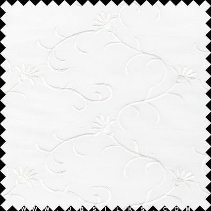 Embroidered Silk Yarn Dyed Shantung Doupioni Fabric JB166 color 100 White by JB Silks