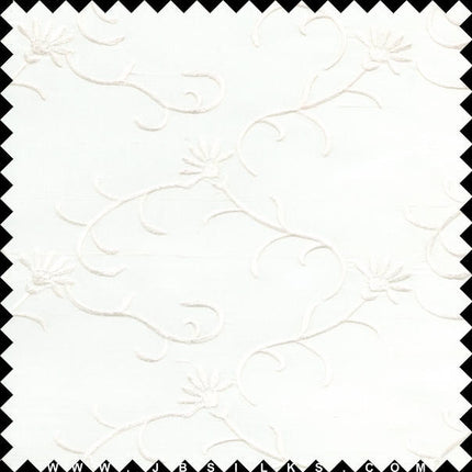 Embroidered Silk Yarn Dyed Shantung Doupioni Fabric JB166 color 101 Light Ivory by JB Silks