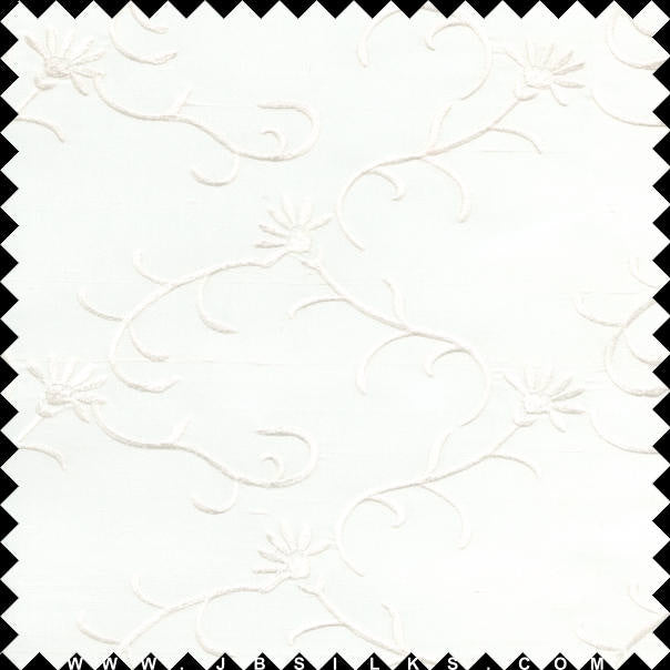 Embroidered Silk Yarn Dyed Shantung Doupioni Fabric JB166 color 101 Light Ivory by JB Silks